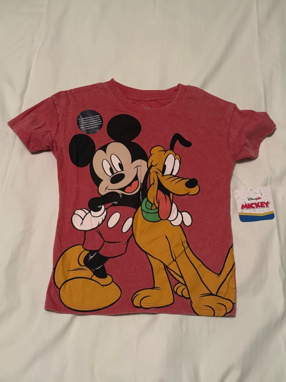 NWT - Disney Mickey Mouse Pluto Toddler Graphic Tee 5T Red Mineral Wash Shirt